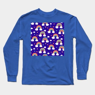 Blue Rainbows and Stars Long Sleeve T-Shirt